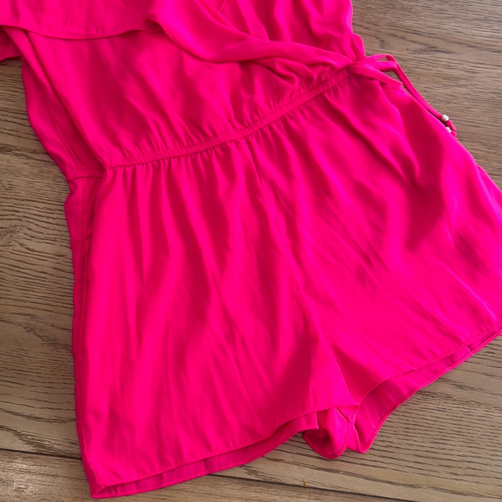 Vibrant Pink Ruffle Romper - Picture 7 of 11